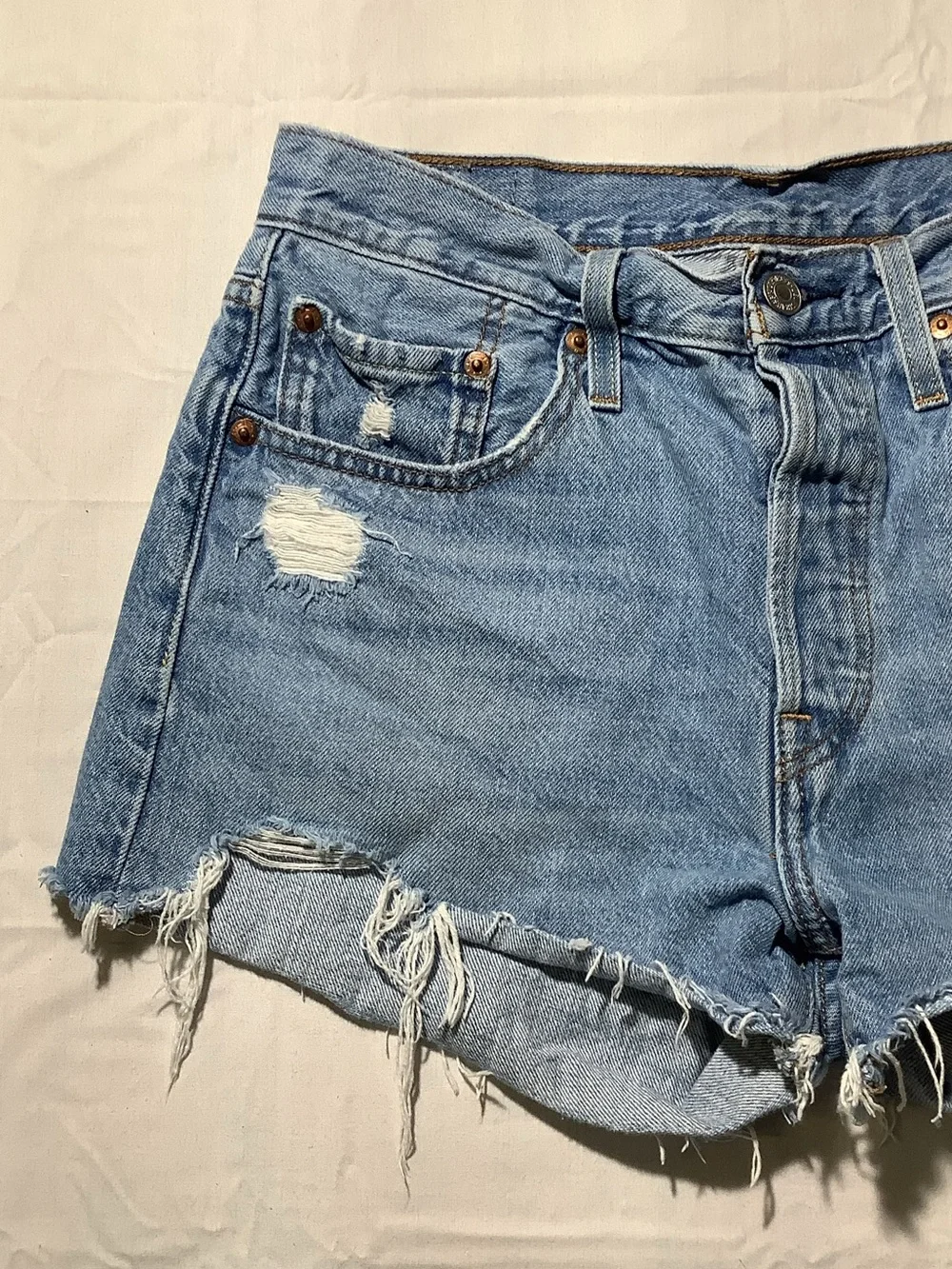 Women’s Levi's 501 Light Blue Distressed Denim Cutoff Shorts